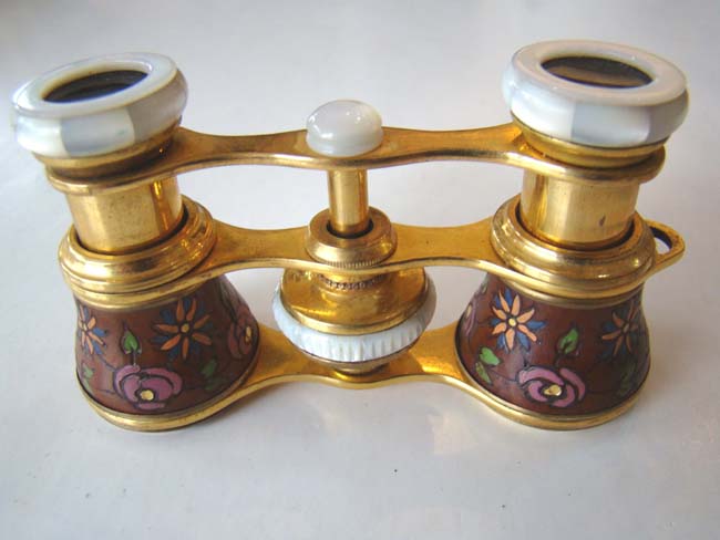 A 'mint' condition pair of 19th century Opera Glasses with their original matching leather case